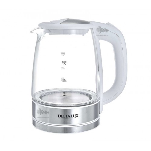 Чайник DELTA LUX DL-1204W 1,7л., 2200Вт.бел стекло