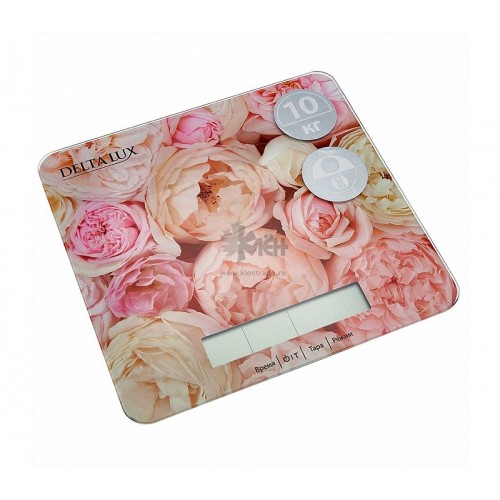 Весы кухонные DELTA LUX DE -004KE 10кг ""Пионы""