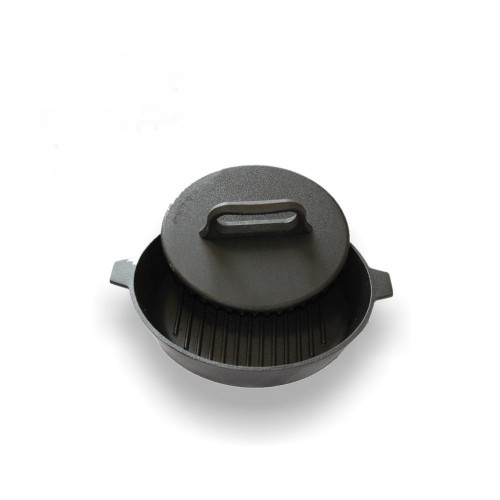 Сковорода-гриль чугунная d28см. Камская Гу8063 чугунн. крышка