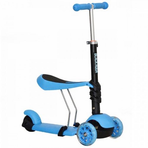 Самокат-беговел Black Aqua MG023 руль 65-75см., съёмное сиденье, светящ.кол., голубой