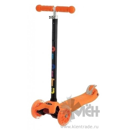 Самокат 3-ёх кол. BIBITU СAVY SKL-07 руль 67-88см., светящ.кол., оранжевый