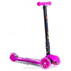 Самокат 3-ёх кол. BIBITU PLAY SKL-07D складной, руль 52-70см., светящ.кол., до 50кг., розовый