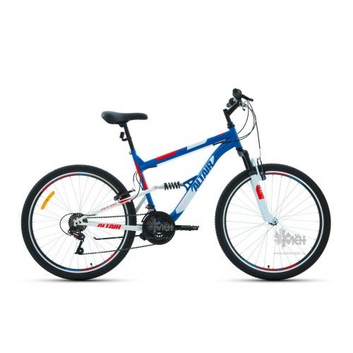 Велосипед 26"" ALTAIR MTB FS 1.0 двухподвес, рост 18"", 18ск., синий/красный