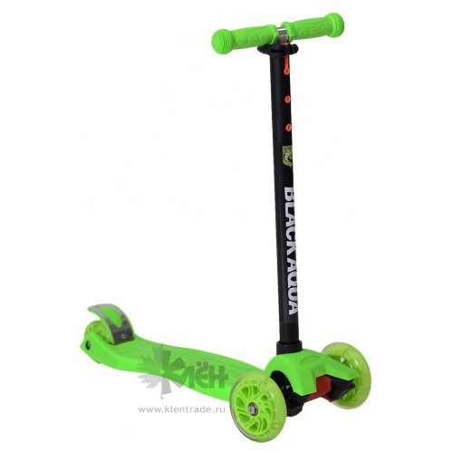 Самокат 3-ёх кол. Black Aqua MG008A руль 75-85см., светящ.колёса, зелёный