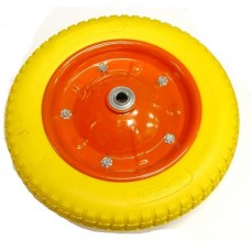 Колесо д/тележки полиуретановое 300-8 (16мм) (красно-желтое)