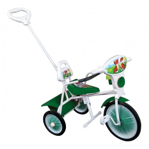 Велосипед 3-х кол. Малыш арт.09 род.ручка, спинка, кузовок, поднож., охр.бампер, зелёный