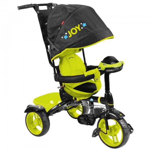 Велосипед 3-х кол. НИКА ВД4М/4 крыша-капюшон, родит.вело-ручка, пласт.кол., чёрно-лимонный