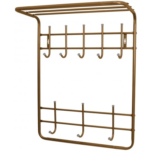 Вешалка настенная с полкой Nika 8 крючков, 2 яруса ВПТ8/А медный антик