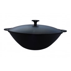 Сковорода чугунная BOK d29см Камская вок29 алюм.крышка, 2,7л., с двумя ушками