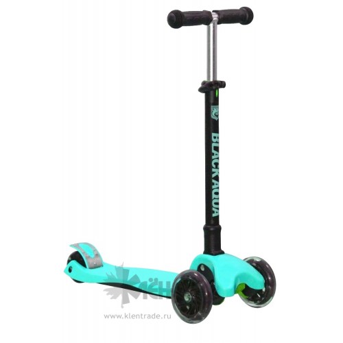 Самокат 3-ёх кол. Black Aqua MG004 складной, руль 72-88см., светящ.колеса, бирюзовый