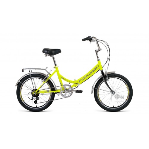 Велосипед 20"" FORWARD Arsenal 2.0 складная рама, рост 14"", 6ск., ярко-зелёный/серый