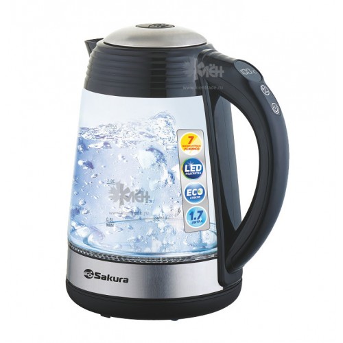 Чайник SAKURA SA-2729 DBK(1,7л.) стекл 7реж LED