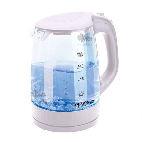Чайник DELTA LUX DL-1058W 2л. 2200Bт. стекло./бел