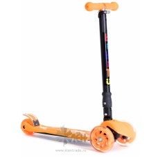 Самокат 3-ёх кол. BIBITU PLAY SKL-07D складной, руль 52-70см., светящ.кол., до 50кг., оранжевый