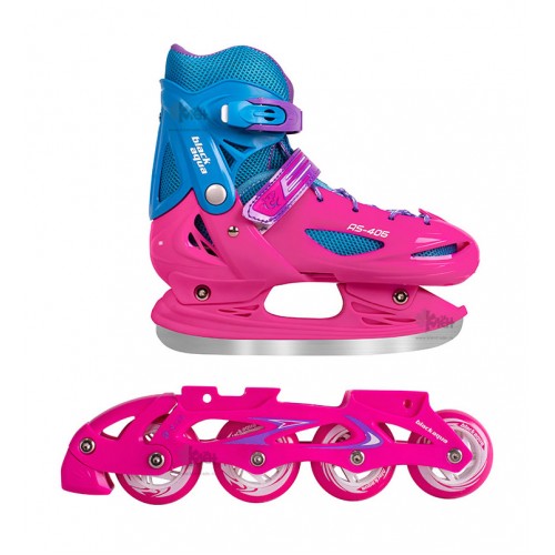 Коньки комби лезвие+ролики 30-33р.BlackAqua AS-406 мультиколор