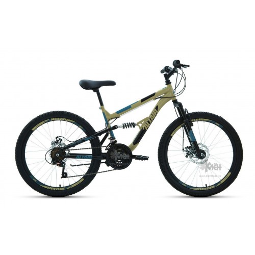 Велосипед 24"" ALTAIR MTB FS disc двухподвес, рост 15"", 18ск., бежевый/чёрный