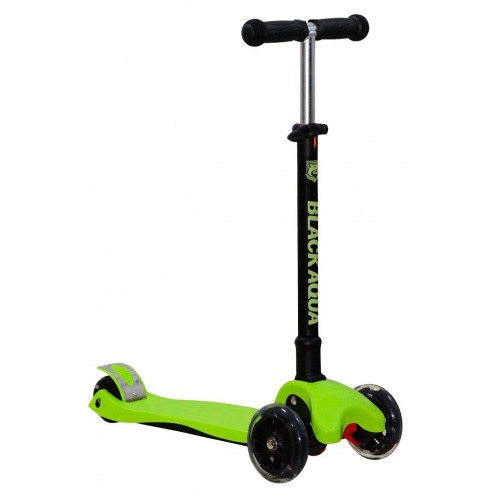 Самокат 3-ёх кол. Black Aqua MG004 складной, руль 72-88см., светящ.колеса, зелёный