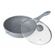 Сковорода ВОК d28 BEKKER BK-7909 + крышка, кован. алюм., мраморн.покр., д/индукции